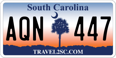 SC license plate AQN447