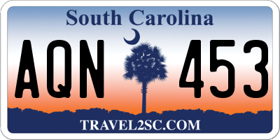 SC license plate AQN453