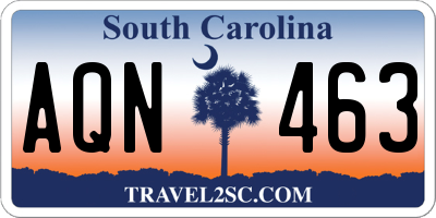 SC license plate AQN463