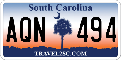 SC license plate AQN494