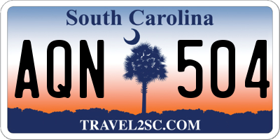 SC license plate AQN504
