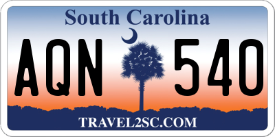 SC license plate AQN540