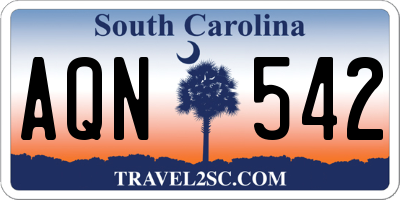 SC license plate AQN542