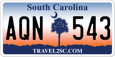 SC license plate AQN543