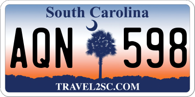 SC license plate AQN598
