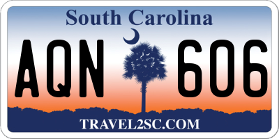 SC license plate AQN606