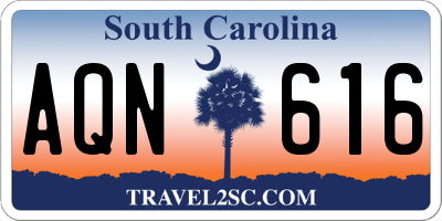 SC license plate AQN616