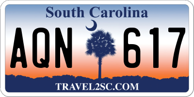 SC license plate AQN617