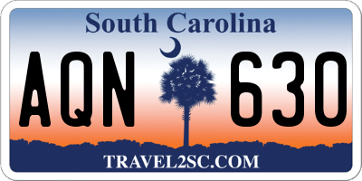 SC license plate AQN630