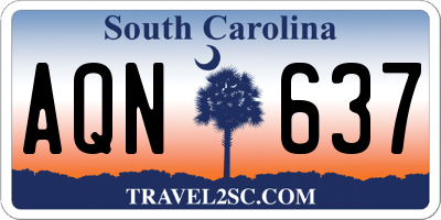 SC license plate AQN637