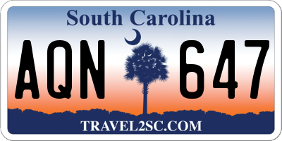 SC license plate AQN647