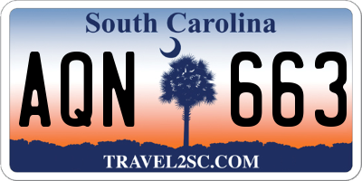 SC license plate AQN663
