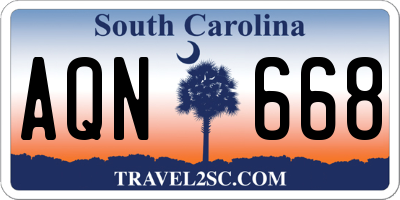 SC license plate AQN668