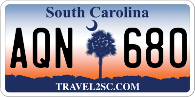 SC license plate AQN680