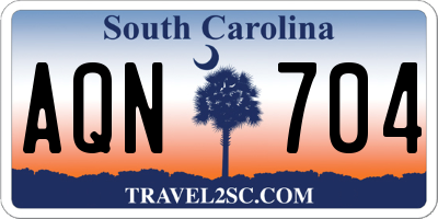 SC license plate AQN704