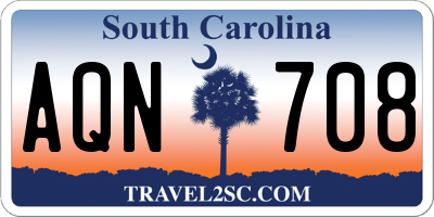 SC license plate AQN708