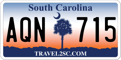 SC license plate AQN715