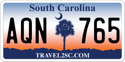 SC license plate AQN765