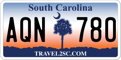 SC license plate AQN780