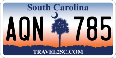 SC license plate AQN785