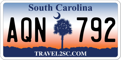 SC license plate AQN792
