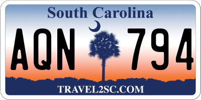 SC license plate AQN794