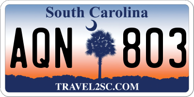 SC license plate AQN803