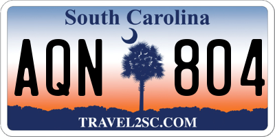 SC license plate AQN804