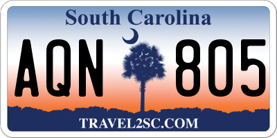 SC license plate AQN805