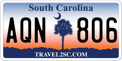 SC license plate AQN806
