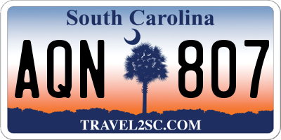 SC license plate AQN807