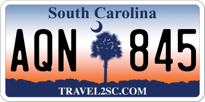 SC license plate AQN845