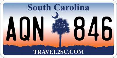 SC license plate AQN846