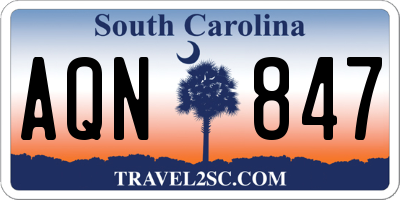 SC license plate AQN847