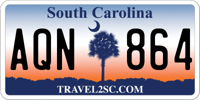 SC license plate AQN864