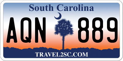 SC license plate AQN889