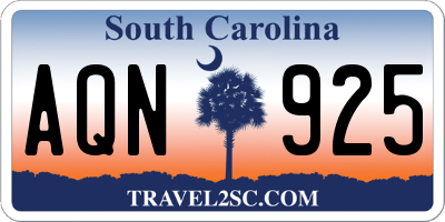 SC license plate AQN925