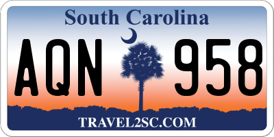 SC license plate AQN958