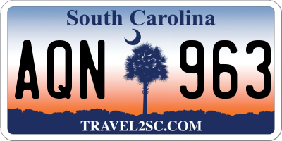 SC license plate AQN963