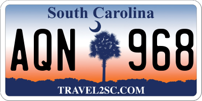 SC license plate AQN968