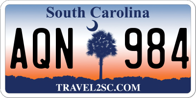 SC license plate AQN984