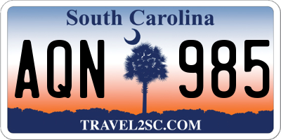 SC license plate AQN985