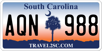 SC license plate AQN988