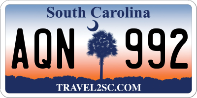 SC license plate AQN992