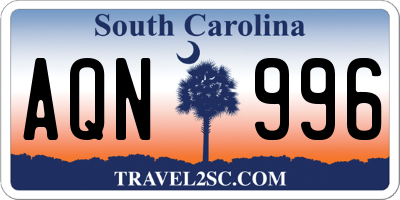 SC license plate AQN996