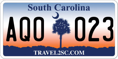 SC license plate AQO023