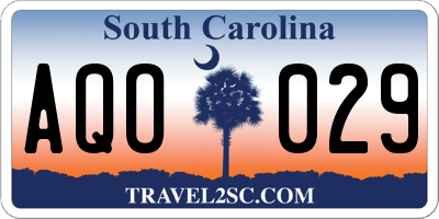 SC license plate AQO029