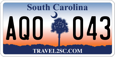 SC license plate AQO043