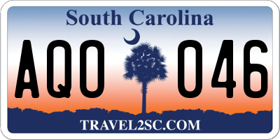 SC license plate AQO046