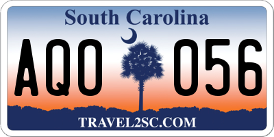 SC license plate AQO056